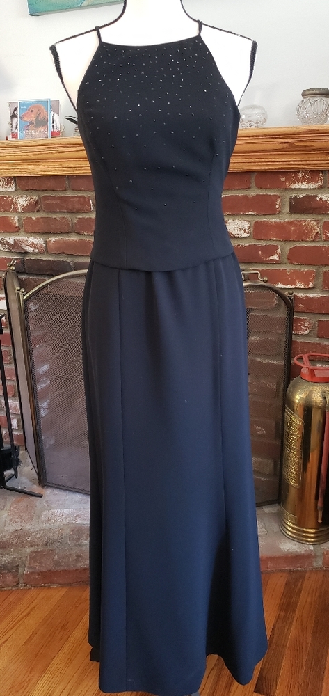 Black Bejeweled Evening Dress
